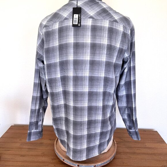 NWT Travis Mathew Lightweight Gray Plaid Long Sleeve Shirt - Size XL - Picture 5 of 7